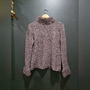 Vtg Country Shop Lambswool Rabbit Hair Blend Fringe Like Collar Cuff Sweater M